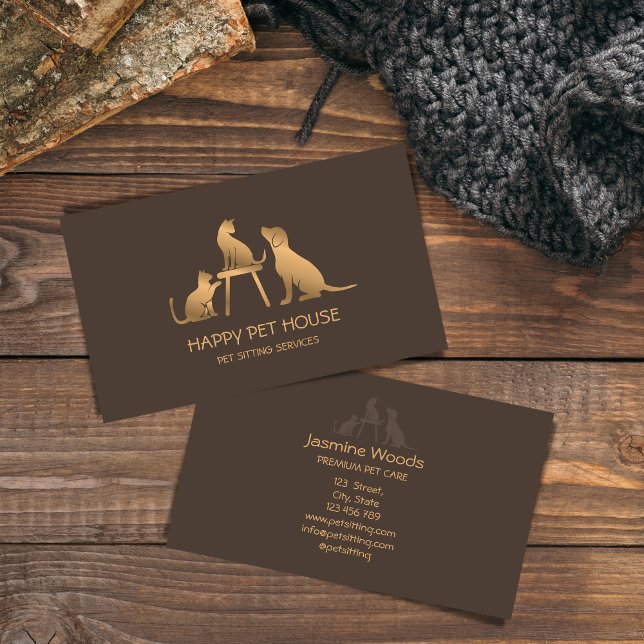 Carte De Visite Animal assis chien de promenade Chat vétérinaire a (Créateur téléchargé)