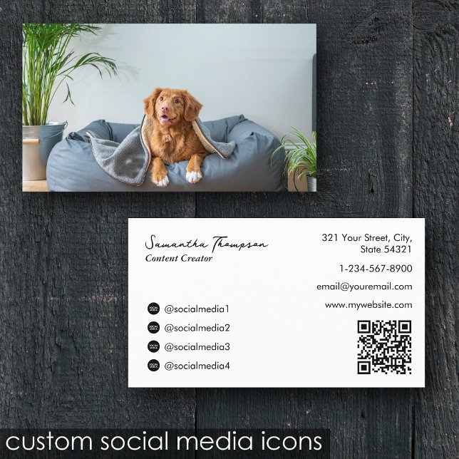 Carte De Visite Animal Pet Influencer Full Photo QR Code (Animal Pet Influencer Full Photo QR Code Business Card)