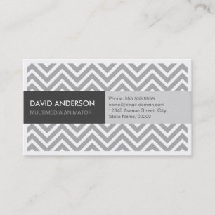 Carte De Visite Animateur multimédia - Modern Grey Chevron