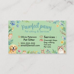 Carte De Visite Animaux aquarelle mignons - Garde d'animaux person