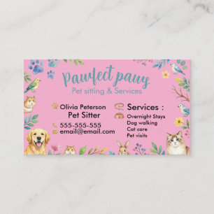 Carte De Visite Animaux aquarelle mignons Siège pour animaux de co