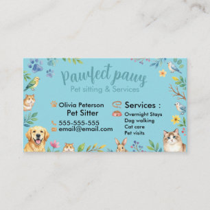 Carte De Visite Animaux aquarelle mignons Siège pour animaux de co