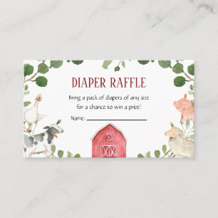Carte De Visite Animaux de ferme Baby shower Déchets Raffle