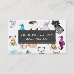 Carte De Visite Animaux de papier géométriques tirés par la mai