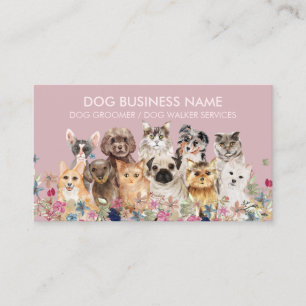 Carte De Visite Animaux Mignons Rose Chiens Chats Races