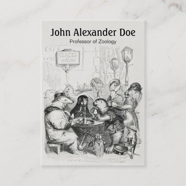 Carte De Visite Animaux recueillant au café de Paris - zoologiste (Devant)