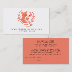Carte De Visite Animaux Stethoscope Logo Nomination Vétérinaire Et