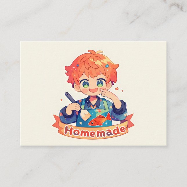 Carte De Visite Anime Garçon Maison Mignon (Devant)