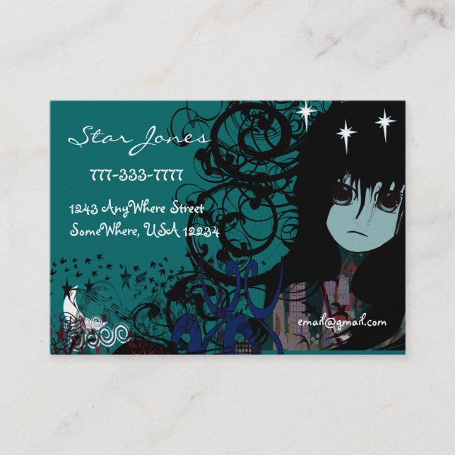 Carte De Visite Anime Girls Moon Cloud Stars (Devant)