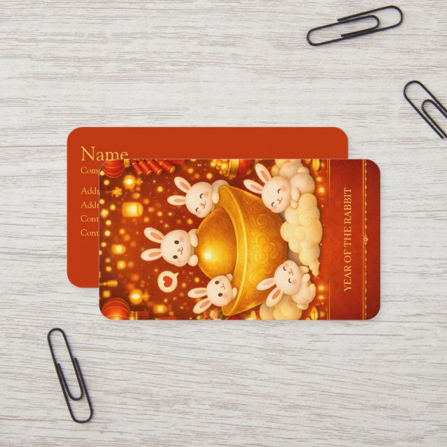 Carte De Visite Année du lapin (Devant/Arrière en situation)