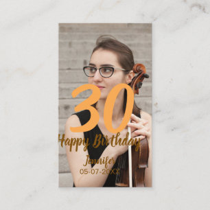 Carte De Visite anniversaire 30 ans ajouter nom date année photo b