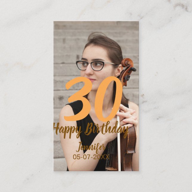 Carte De Visite anniversaire 30 ans ajouter nom date année photo b (Devant)