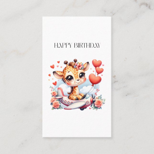 Carte De Visite Anniversaire Avion Girafe (Devant)