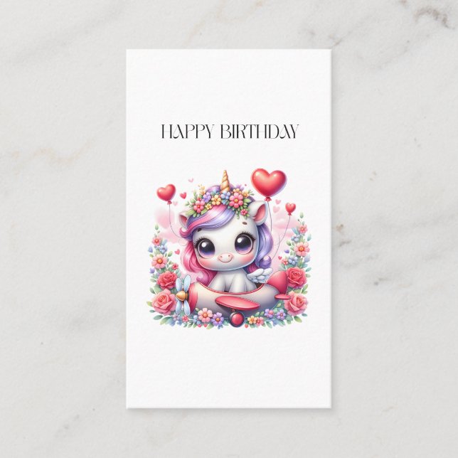 Carte De Visite Anniversaire de Licorne Pilote (Devant)