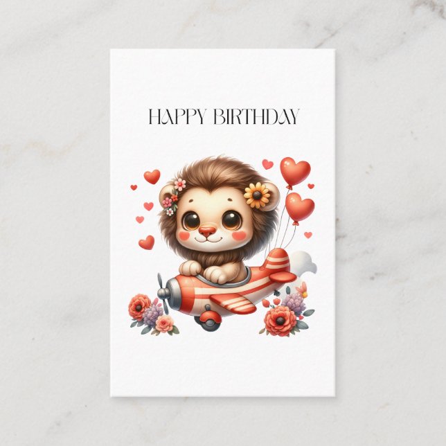 Carte De Visite Anniversaire Lion Pilote (Devant)