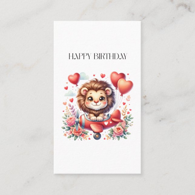 Carte De Visite Anniversaire Lion Volant (Devant)