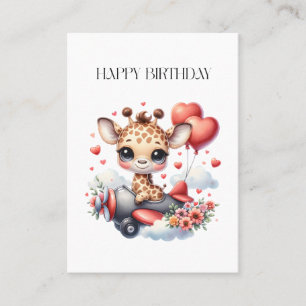 Carte De Visite Anniversaire Pilote Girafe