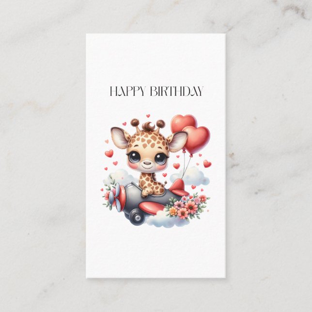 Carte De Visite Anniversaire Pilote Girafe (Devant)