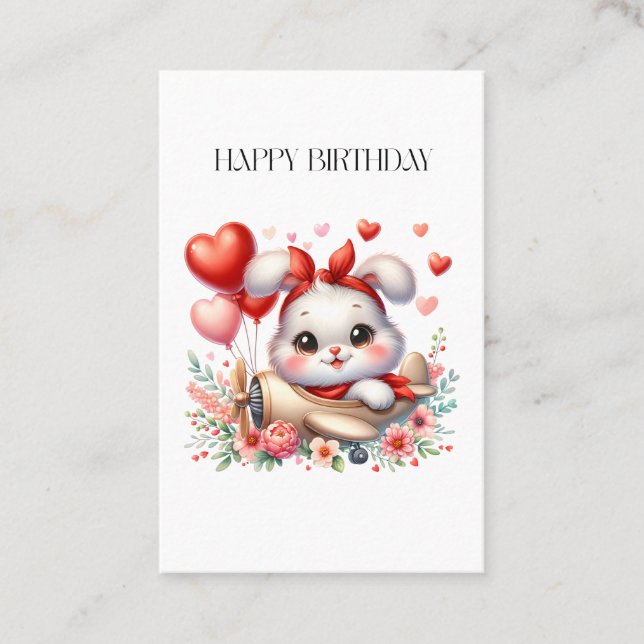 Carte De Visite Anniversaire Pilote Lapin (Devant)