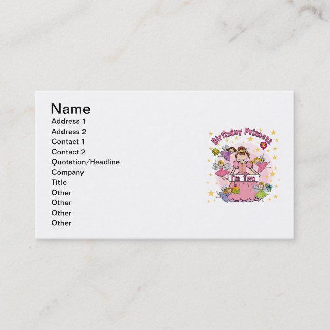 Carte De Visite Anniversaire Princesse Je suis deux t-shirts et ca (Devant)