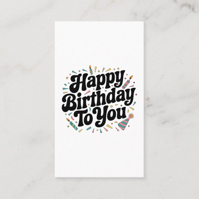 Carte De Visite Anniversaire Rétro Confettis (Devant)