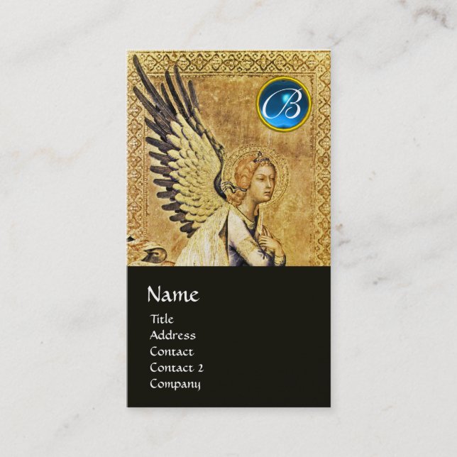 Carte De Visite ANNONCE ANGEL MONOGRAM, Blue Sapphire Gold (Devant)