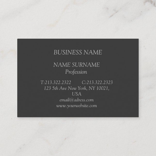 Carte de visite anthracite avec écriture grise (Dos)