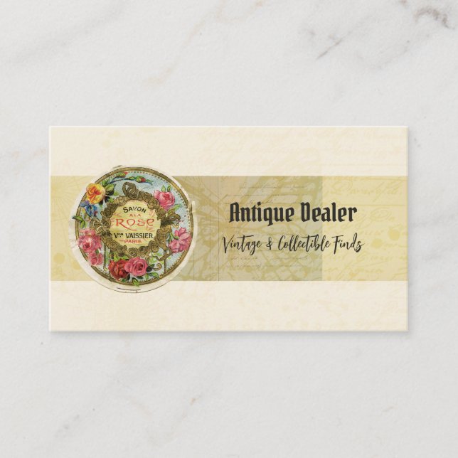 Carte De Visite Antiquaire Vintage Rose (Devant)