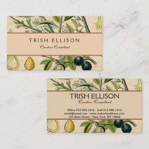 Carte De Visite Antique Blackthorn Botanique Imprimé Fleur Berry