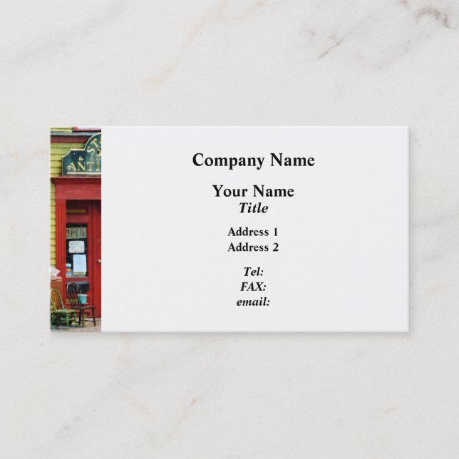 Carte De Visite Antique Boutique Avec Deux Chaises (Devant)