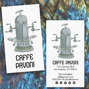 Carte De Visite Antique Espresso Machine Café Café Aquarelle