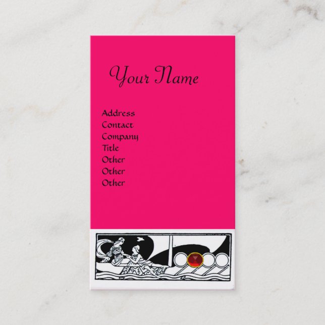 Carte De Visite ANTIQUE NAVIRE Voyage en mer Ruby rose noir blanc (Devant)