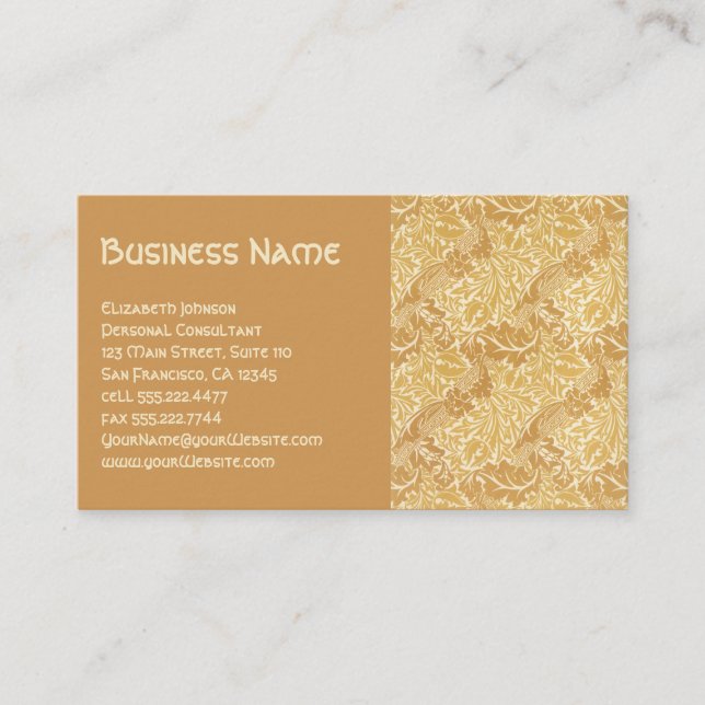 Carte De Visite Antique victorienne Fleurs Floral William Morris (Devant)