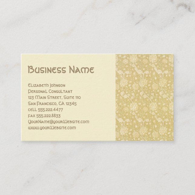 Carte De Visite Antique Victorienne William Morris Fleurs Floral (Devant)