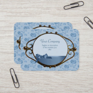 Carte De Visite Antiquité élégante bleue rêveuse florale