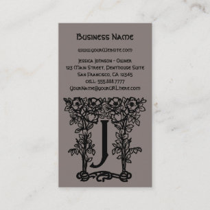 Carte De Visite Antiquité Vintage Victorienne Monogramme Lettre J