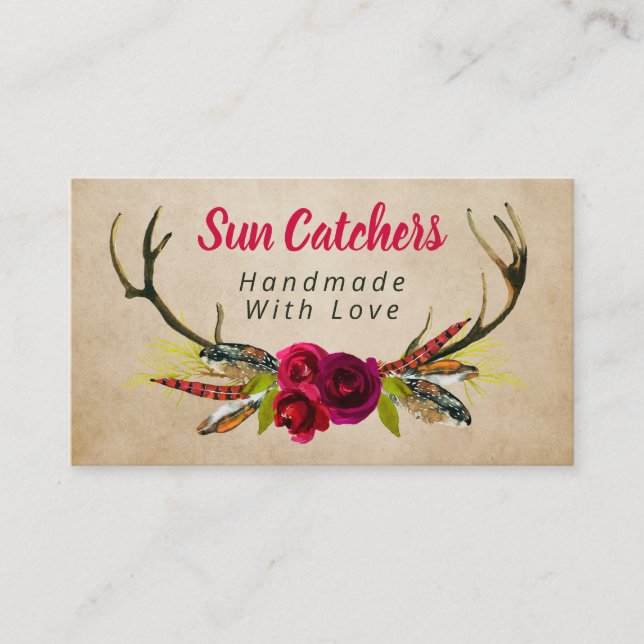 Carte De Visite Antlers Sun Catchers faits main (Devant)