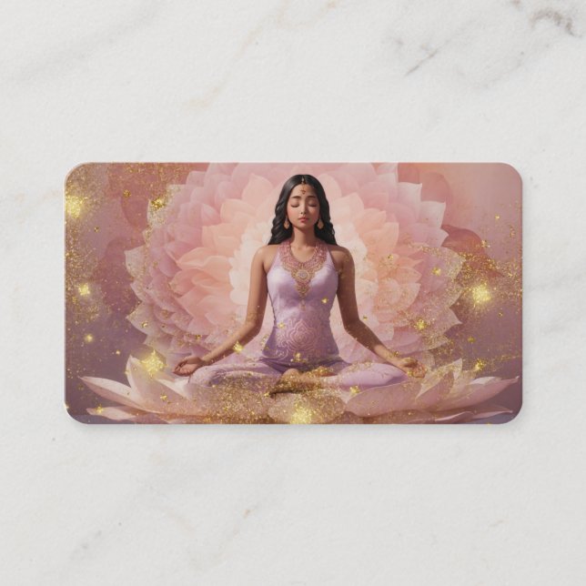 Carte De Visite *~* AP32 Dusty Rose Stars Lotus Woman QR Mandala (Devant)