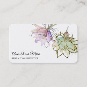 Carte De Visite *~* AP32 Lotus rose Yoga Fleur Zen QR Logo