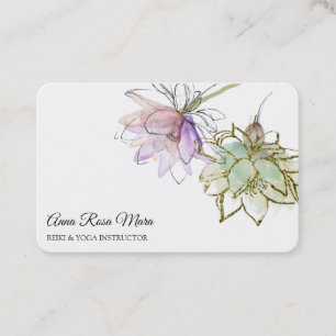 Carte De Visite *~* AP32 Lotus rose Yoga Logo Fleur Zen QR