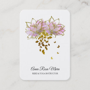 Carte De Visite *~* AP32 Pink Lotus Butterfly Floral Logo Zen QR