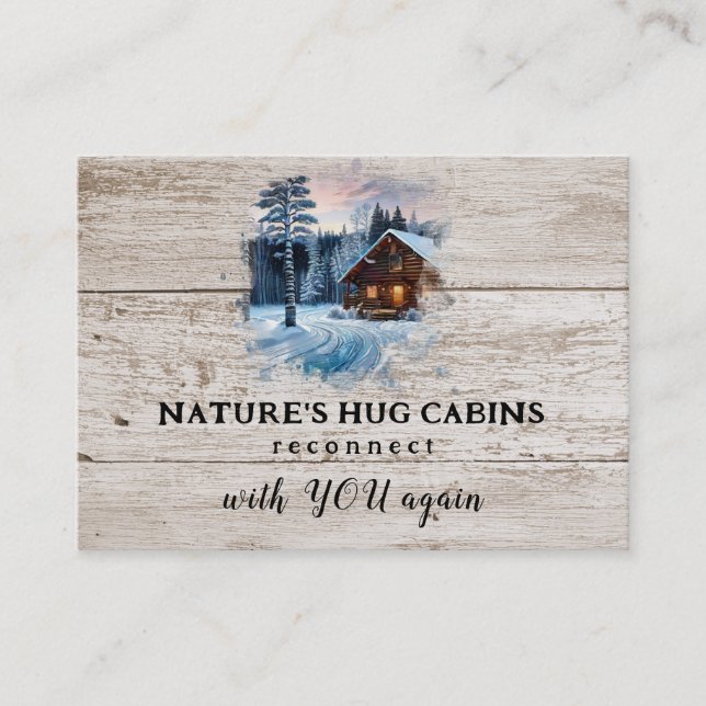 Carte De Visite *~* AP49 Cabine rustique QR Planiers en bois hiver (Devant)