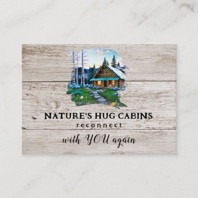 Carte De Visite *~* AP49 Plaques en bois de Cabine rustique QR (Devant)
