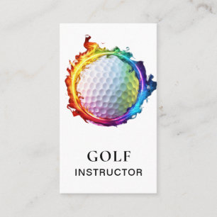 Carte De Visite *~* AP94 Flammes Balle de Golf QR Couleurs Arc-en