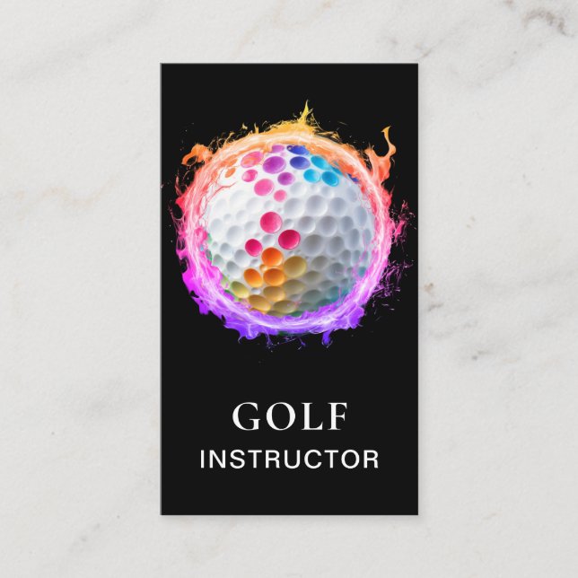 Carte De Visite *~*  AP94 QR Flames Fire Rainbow  Bold Golf Ball  (Devant)