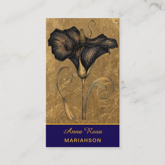 Carte De Visite *~* AP98 Elegant Flower Gold 7  Rich  QR Floral  (Devant)