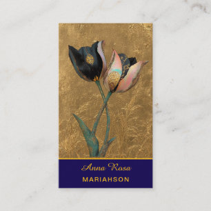 Carte De Visite *~* AP98 Élégante Fleur Or 1 Vintage QR