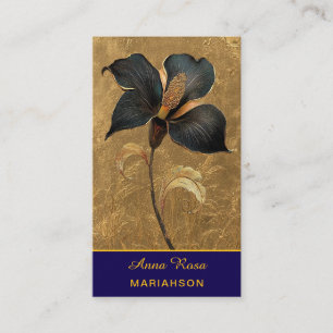 Carte De Visite *~* AP98 Élégante Fleur Or 5  Vintage  QR 