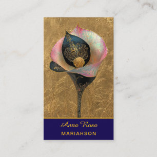 Carte De Visite *~* AP98 Élégante Fleur Or 9  Vintage  QR 