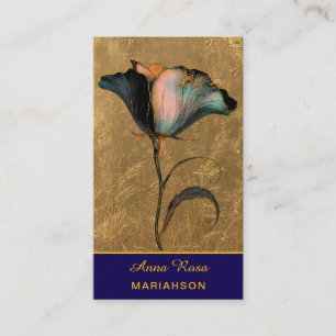 Carte De Visite *~* AP98 Élégante Fleur Or Vintage QR 23